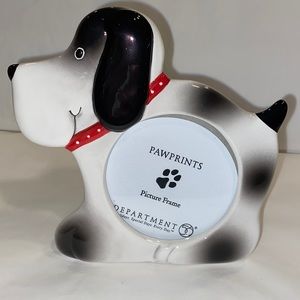 Department 56 paw prints picture frame dog frame White/black dog with red collar